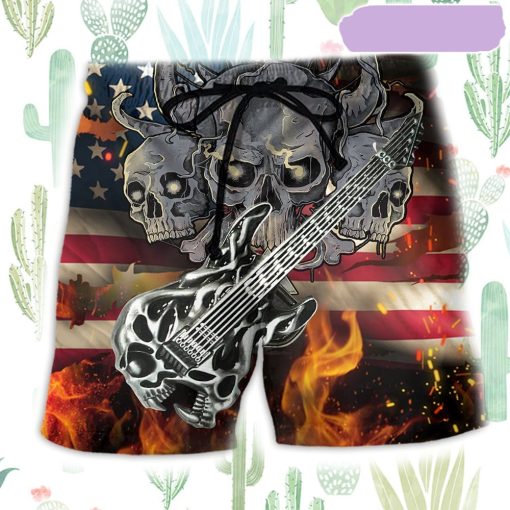 Guitar Independence Day America Beach Short, Gift for Holiday Summer