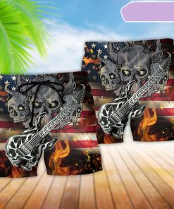 Guitar Independence Day America Beach Short, Gift for Holiday Summer