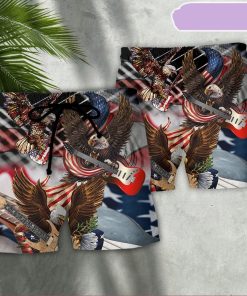 Guitar Independence Day Eagle Beach Short, Gift for Holiday Summer