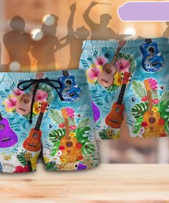 Guitar Tropical Hawaii Ukulele Beach Short, Gift for Holiday Summer
