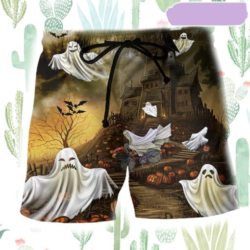 Halloween And Ghost Beach Short, Gift for Holiday Summer