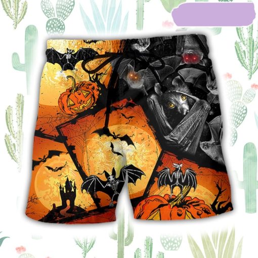 Halloween Bat Pumpkin Scary Beach Short, Gift for Holiday Summer