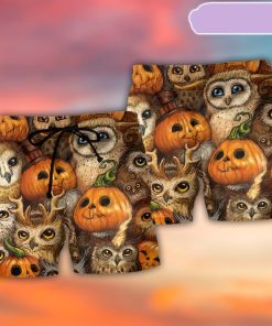 Halloween Owl Pumpkin Pattern Beach Short, Gift for Holiday Summer Halloween Owl Pumpkin Pattern Beach Short, Gift for Holiday Summer