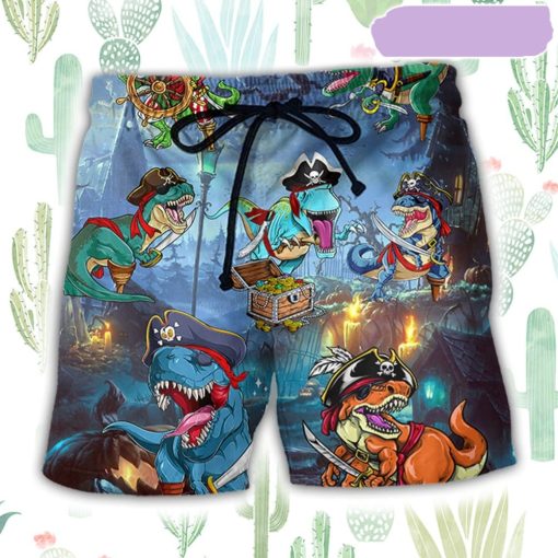 Halloween Pirate Dinosaur Scary Beach Short, Gift for Holiday Summer