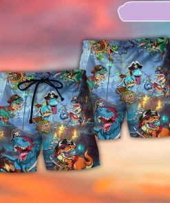 Halloween Pirate Dinosaur Scary Beach Short, Gift for Holiday Summer