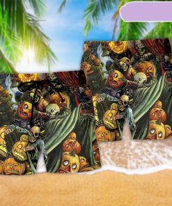 Halloween Pumpkin Scary Lover Beach Short, Gift for Holiday Summer