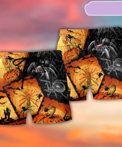 Halloween Spider Pumpkin Scary Beach Short, Gift for Holiday Summer
