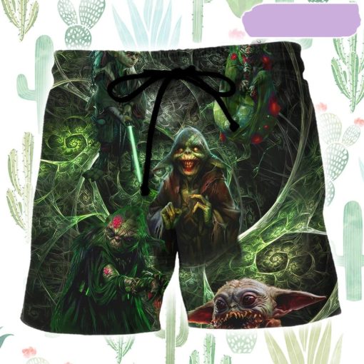 Halloween Starwars Yoda Creepy Beach Short, Gift for Holiday Summer