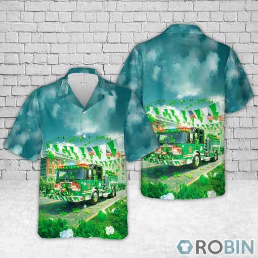 Happy St Patrick’s Day  Fire Truck Hawaiian Shirt