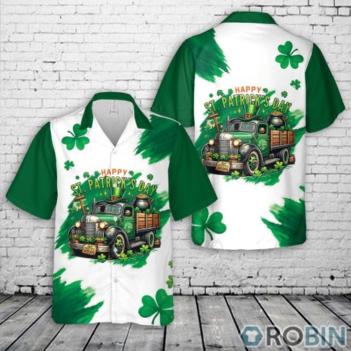 Happy St. Patrick’s Day Shamrock Farm Truck Hawaiian Shirt