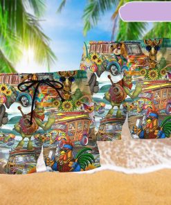 Hippie Animals Happy Together Beach Short, Gift for Holiday Summer