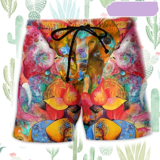 Hippie Elephant Amazing Color Beach Short, Gift for Holiday Summer