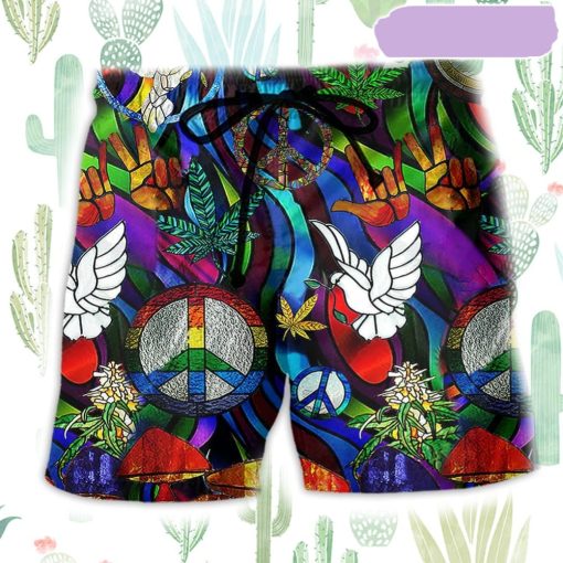 Hippie Is Peace Love Bird Beach Short, Gift for Holiday Summer