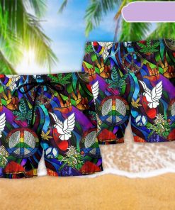 Hippie Is Peace Love Bird Beach Short, Gift for Holiday Summer