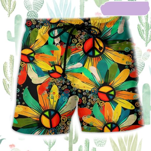 Hippie Peace Flowers Style Beach Short, Gift for Holiday Summer
