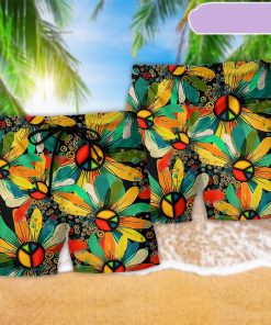 Hippie Peace Flowers Style Beach Short, Gift for Holiday Summer