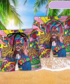 Hippie Rock Music Color Beach Short, Gift for Holiday Summer