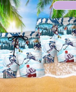Hockey Lover Snow Mountain Beach Short, Gift for Holiday Summer