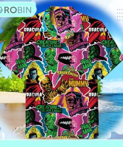 Horror Characters Art Collage Unisex Hawaiian Shirt