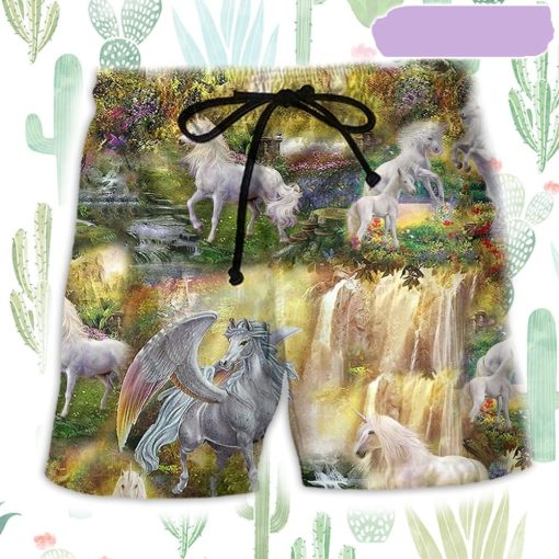 Horse Beautiful Paradise Lovely Beach Short, Gift for Holiday Summer