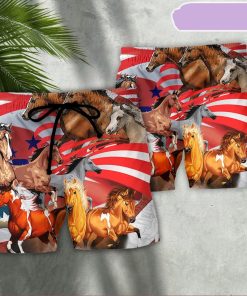 Horse Independence Day America Beach Short, Gift for Holiday Summer