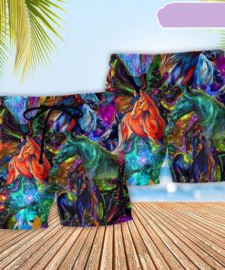 Horse Stunning Colorful Style Beach Short, Gift for Holiday Summer
