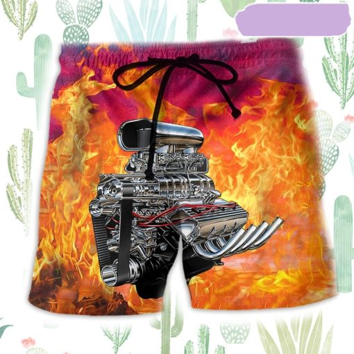Hot Rod In Fire Beach Short, Gift for Holiday Summer