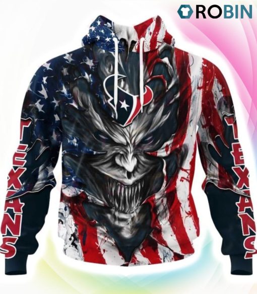 Houston Texans Demon Face Design 3D Hoodie, Texans Fan Shirt for Sale