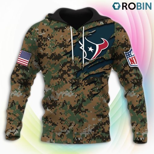 Houston Texans NFL Honor US Marine Veterans 3D Hoodie, Houston Texans Gifts
