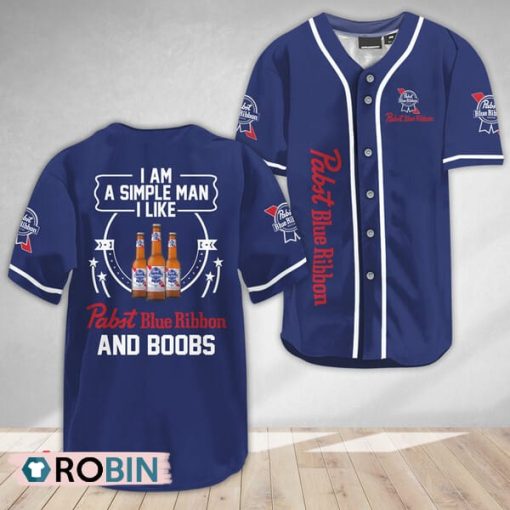 I Like Pabst Blue Ribbon And Boobs Baseball Jersey Shirt Style PBR Jersey