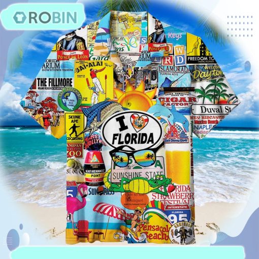 I Love Florida Unisex Hawaiian Shirt