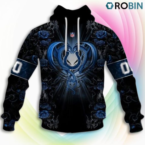 Indianapolis Colts NFL Rose Dragon 3D Hoodie, Colts Fan Shirt