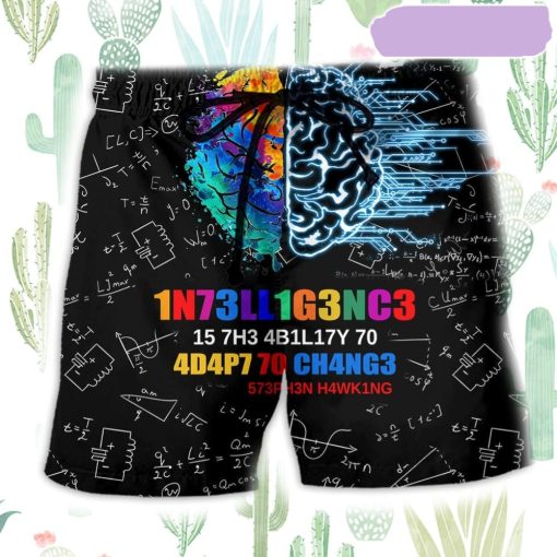 Intelligence Funny Color Art Beach Short, Gift for Holiday Summer
