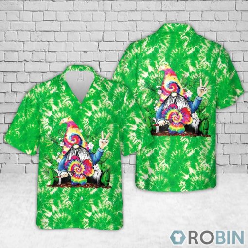 Irish Gnome Tie Dye Shamrock St Patrick’s Day Hawaiian Shirt