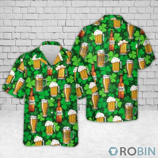 Irish St Patrick’s Day Pattern Beer Hawaiian Shirt