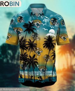 Jacksonville Jaguars Aloha Palm Tree Hawaiian Shirt Jacksonville Jaguars Aloha Palm Tree Hawaiian Shirt