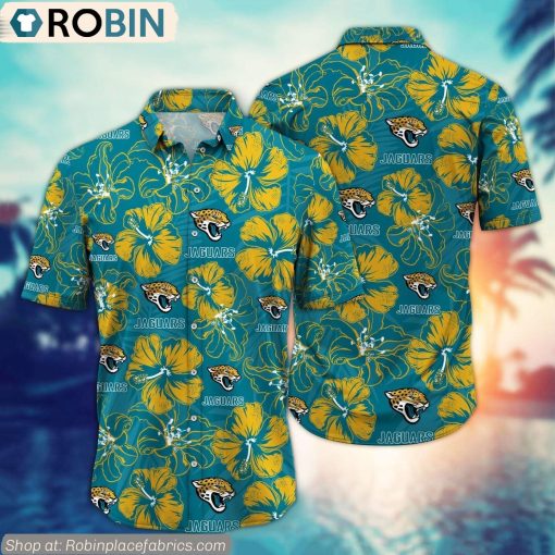 Jacksonville Jaguars Hibiscus Tropical Pattern NFL Hawaiian Shirt