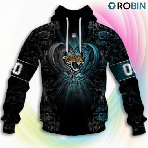 Jacksonville Jaguars NFL Rose Dragon 3D Hoodie, Jacksonville Jaguars Merch