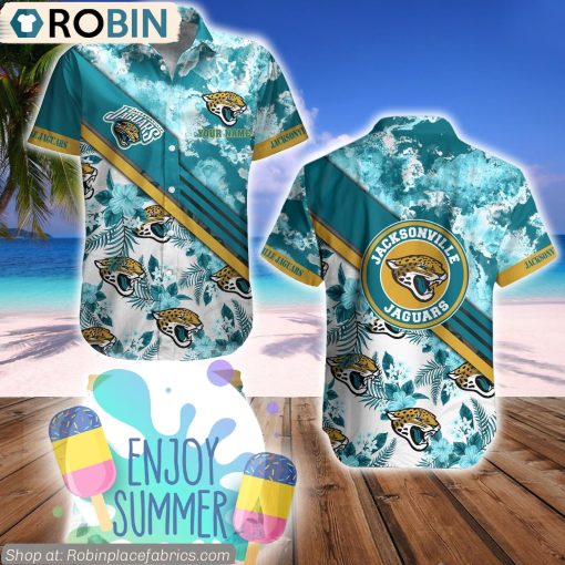 Jacksonville Jaguars Watercolor Pattern Hibiscus Hawaiian Shirt