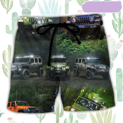 Jeep Dark Jungle Jeep Beach Short, Gift for Holiday Summer