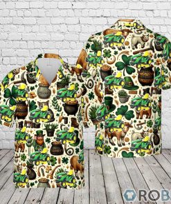 John Deere E180 Lawn Tractor St Patrick’s Day Hawaiian Shirt