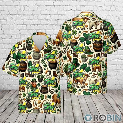 John Deere E180 Lawn Tractor St Patrick’s Day Hawaiian Shirt