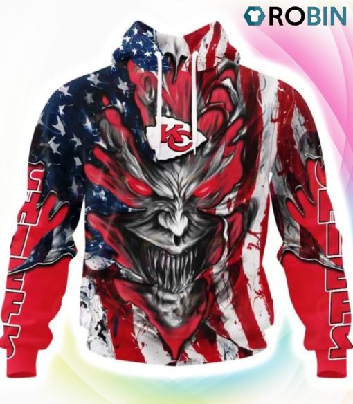 Kansas City Chiefs Demon Face Design 3D Hoodie, Chiefs Gear
