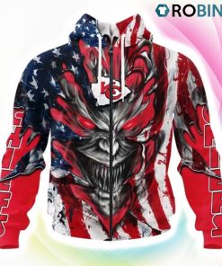 Kansas City Chiefs Demon Face Design 3D Hoodie, Chiefs Gear