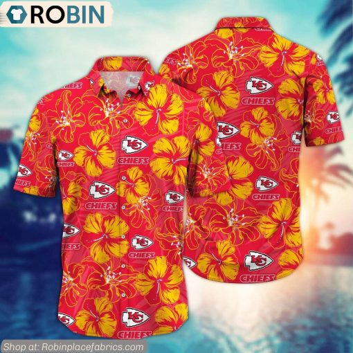 Kansas City Chiefs Hibiscus Tropical Pattern NFL Hawaiian Shirt