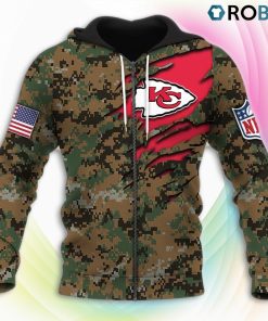 Kansas City Chiefs NFL Honor US Marine Veterans 3D Hoodie, Chiefs Fan Shirt for Sale