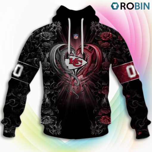 Kansas City Chiefs NFL Rose Dragon 3D Hoodie, Kansas City Chiefs Gifts for Fans