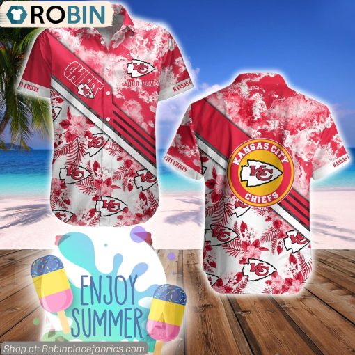 Kansas City Chiefs Watercolor Pattern Hibiscus Hawaiian Shirt