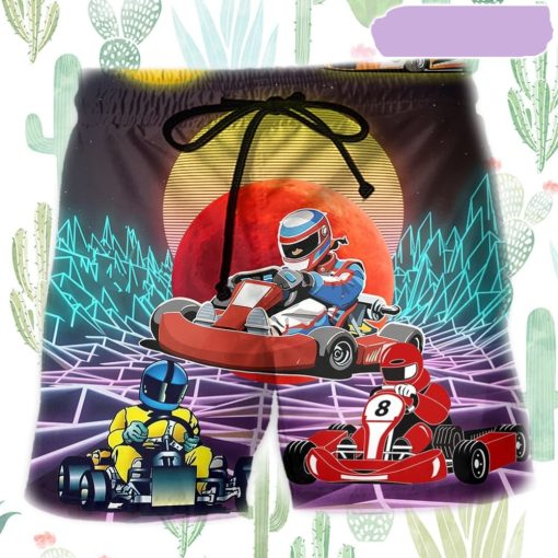 Kart Racing To The Universe Beach Short, Gift for Holiday Summer