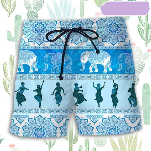 Kathak Elephant Pattern Beach Short, Gift for Holiday Summer